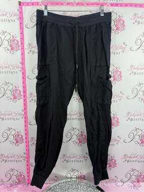 Community aritzia pants Women's Black Cargo Jogger Pants with Drawstring Waist